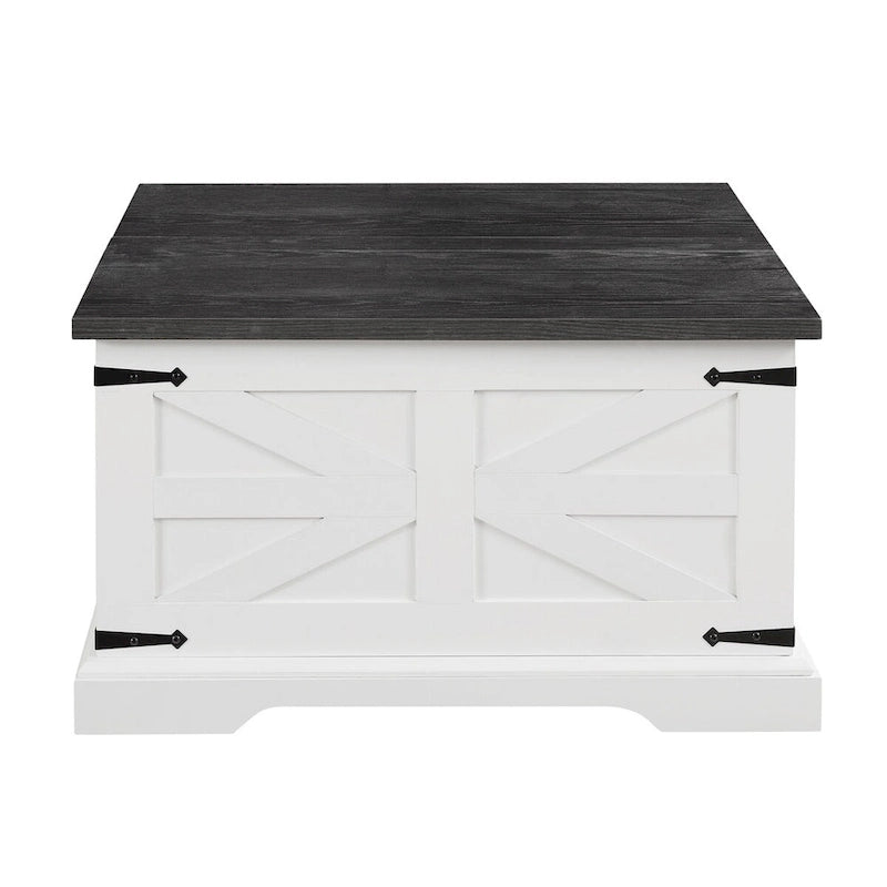 Farmhouse Coffee Table,Square Wood Center Table w/Storage Compartment