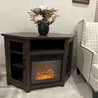 45  Industrial Corner Electric Fireplace TV Stands with 2 Metal Mesh Doors and Remote
