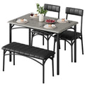 4 Piece Kitchen Table Set with 2 Upholstered Chairs, 1 Bench, 1 Dining Table