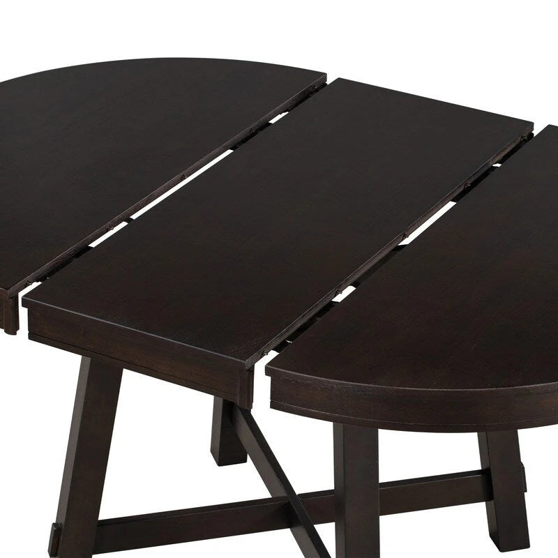 Farmhouse Extendable Adjustable Round/Oval Table, Player Poker Table, Dining Table, Kitchen Table