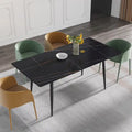 79  Mid-Century Rectangle Marble Dining Table Set for 6-8