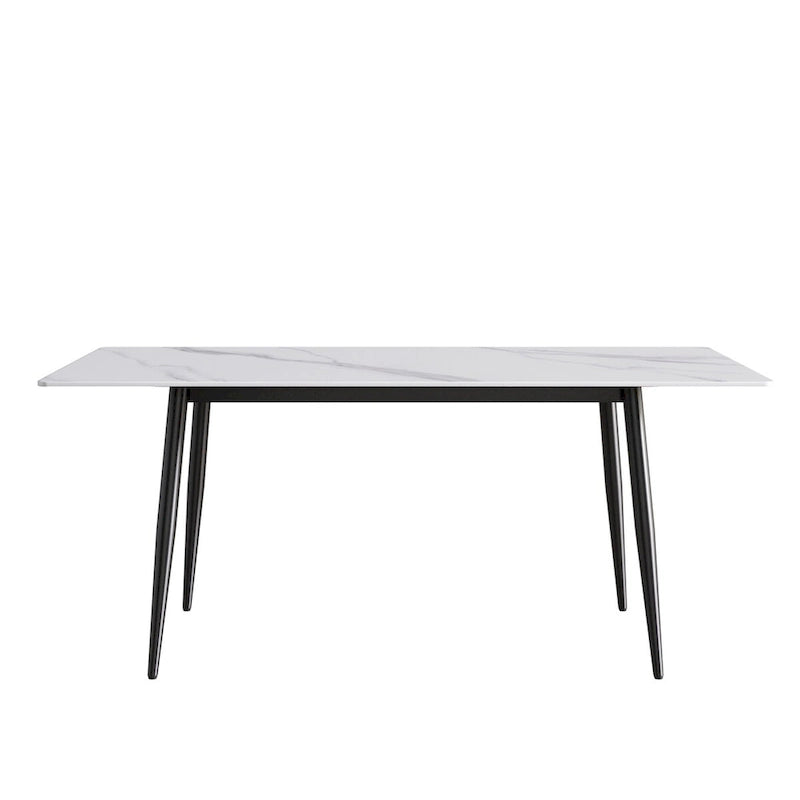 79  Mid-Century Rectangle Marble Dining Table Set for 6-8