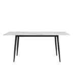 79  Mid-Century Rectangle Marble Dining Table Set for 6-8