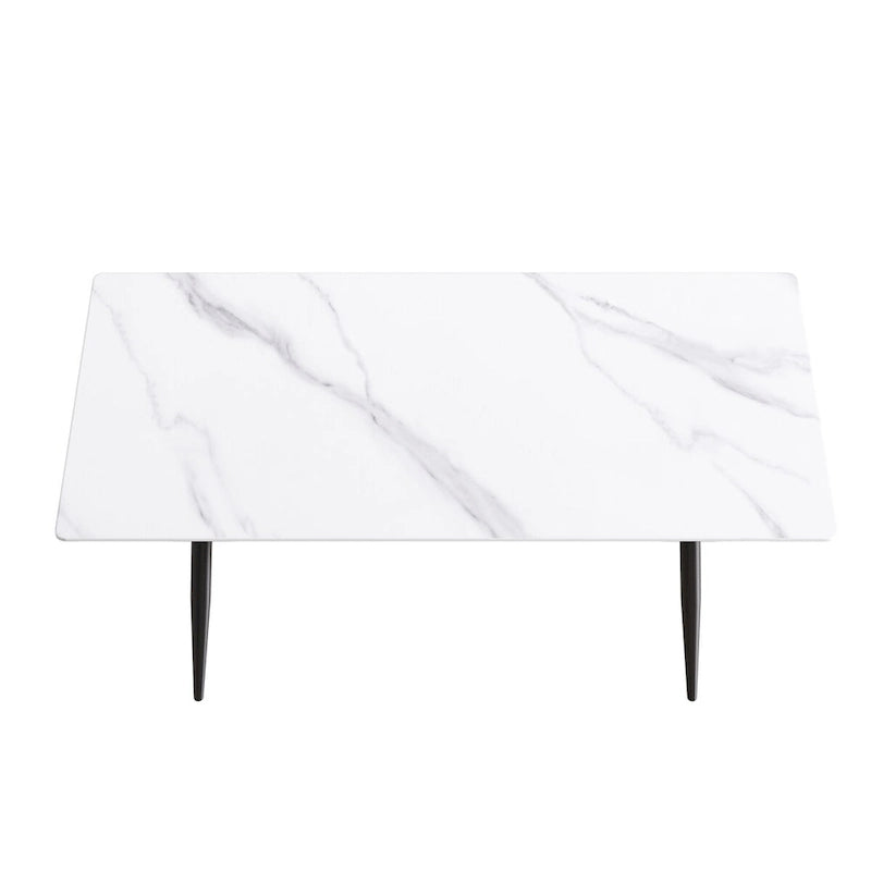 79  Mid-Century Rectangle Marble Dining Table Set for 6-8