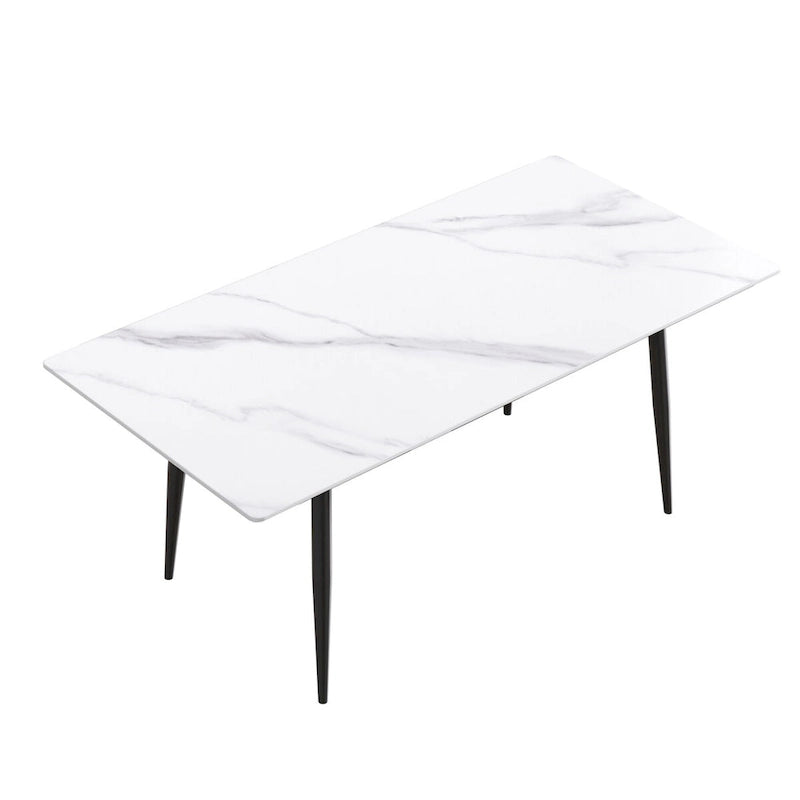 79  Mid-Century Rectangle Marble Dining Table Set for 6-8