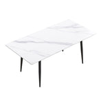 79  Mid-Century Rectangle Marble Dining Table Set for 6-8
