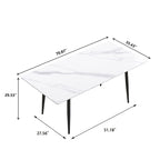 79  Mid-Century Rectangle Marble Dining Table Set for 6-8