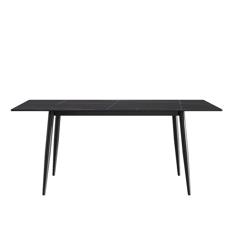 79  Mid-Century Rectangle Marble Dining Table Set for 6-8
