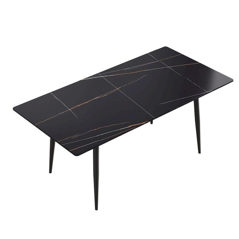 79  Mid-Century Rectangle Marble Dining Table Set for 6-8