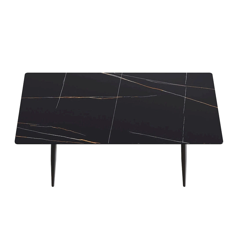 79  Mid-Century Rectangle Marble Dining Table Set for 6-8