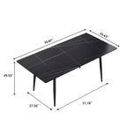79  Mid-Century Rectangle Marble Dining Table Set for 6-8