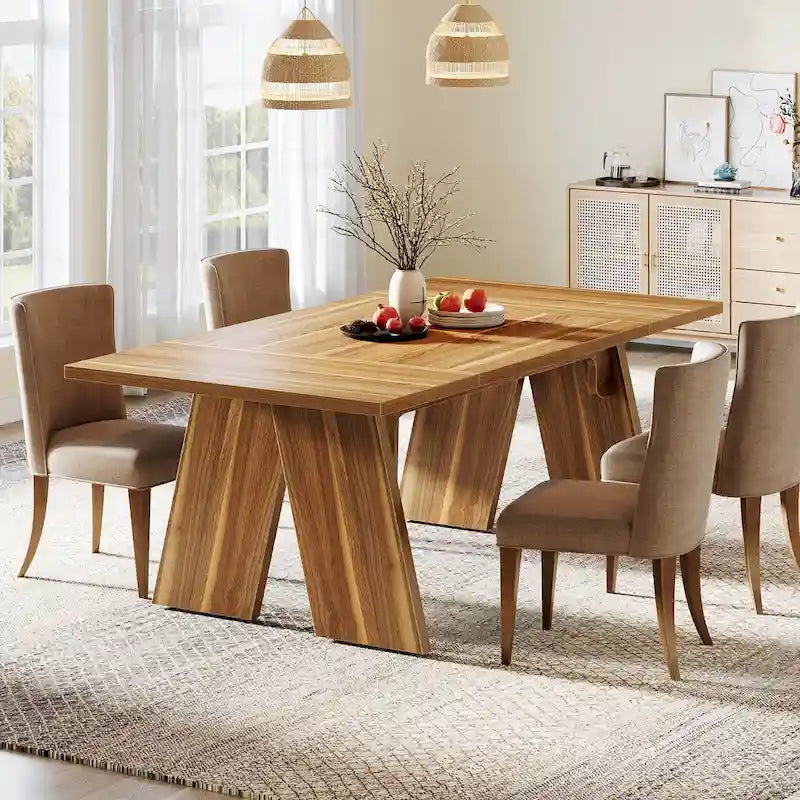 71  Large Farmhouse Dinning Table, Rectangular Dining Table for 6