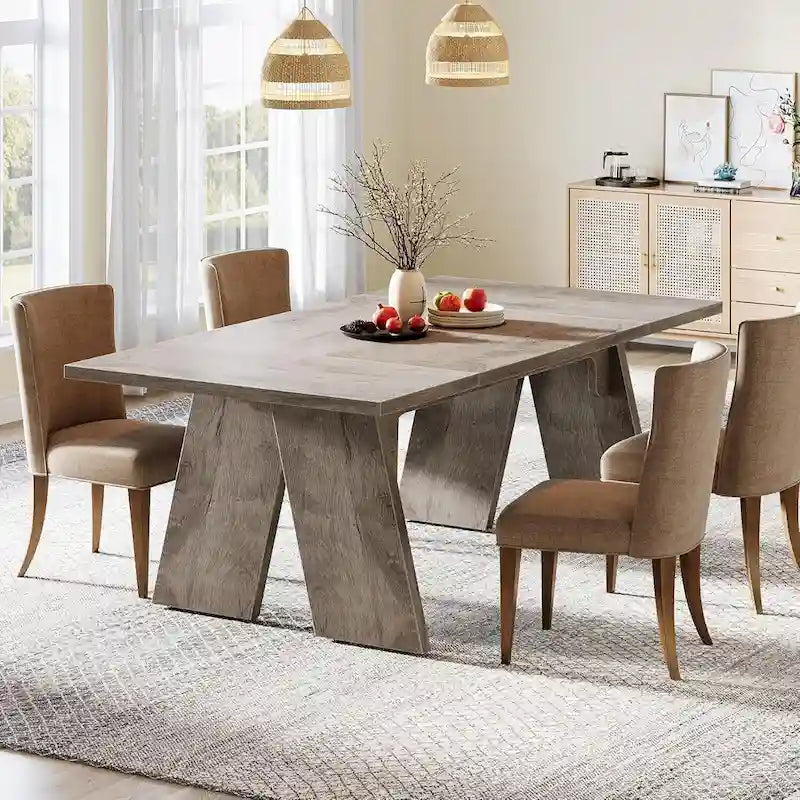 71  Large Farmhouse Dinning Table, Rectangular Dining Table for 6