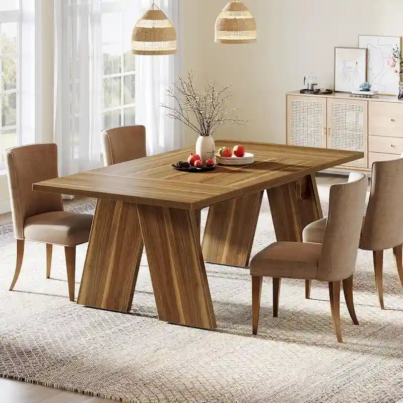 71  Large Farmhouse Dinning Table, Rectangular Dining Table for 6