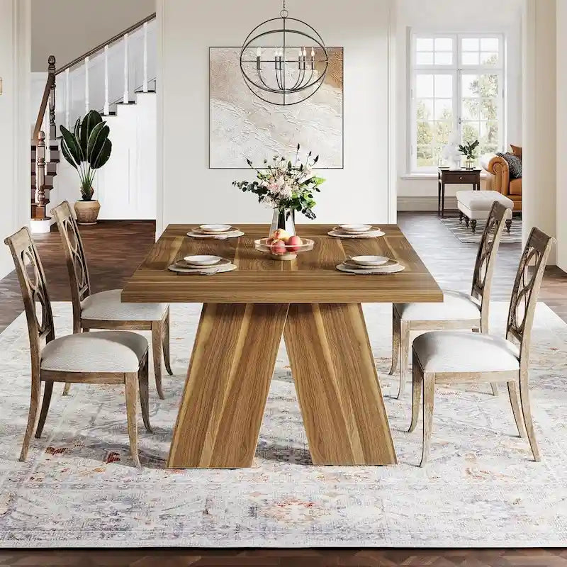 71  Large Farmhouse Dinning Table, Rectangular Dining Table for 6