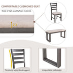 5-piece Farmhouse Dining Set Rectangular Table Chair