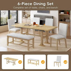 Farmhouse 6 PCS Extending Dining Table Set for 6 with Shelf Base