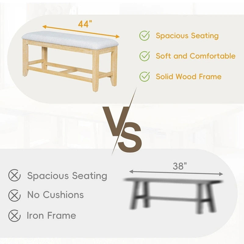 Farmhouse 6 PCS Extending Dining Table Set for 6 with Shelf Base