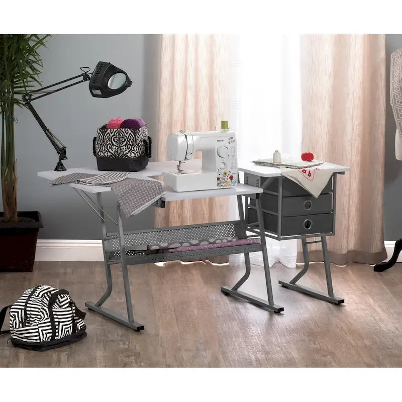 Studio Designs Eclipse Ultra Grey and White Wood Top Sewing Table