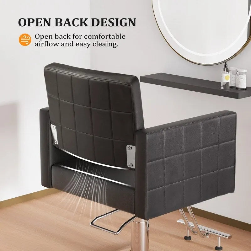 OmySalon PVC leather stainless steel foot operated for Salon Styling Chair, Hair Cutting Hairdressing Beauty Equipment - N/A