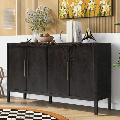 60  Modern 4-Door Sideboard with Solid Wood Legs