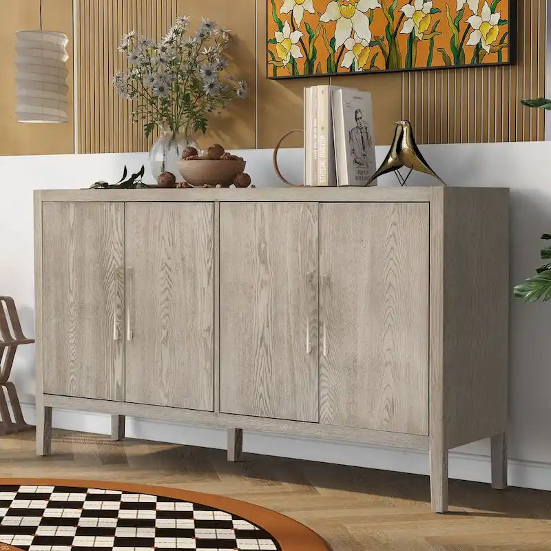 60  Modern 4-Door Sideboard with Solid Wood Legs