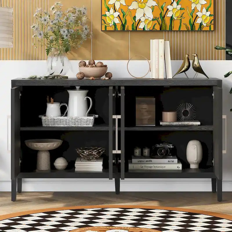 60  Modern 4-Door Sideboard with Solid Wood Legs