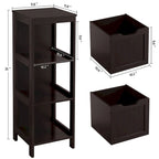 Yaheetech 3 Tiers Floor Bath Cabinet, 2 Hideaway Drawers 1 Shelf