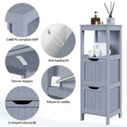 Yaheetech 3 Tiers Floor Bath Cabinet, 2 Hideaway Drawers 1 Shelf