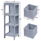 Yaheetech 3 Tiers Floor Bath Cabinet, 2 Hideaway Drawers 1 Shelf