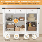 Kitchen Sideboard Buffet Storage Cabinet Coffee Bar Cabinet Pantry with 3 Drawers and Adjustable shelf