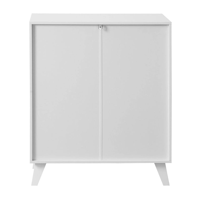2-Glass Door Bathroom Cabinet, Modern White Cupboard Storage Organizer with Adjustable Shelf - 27  W x 32  H x 15  D