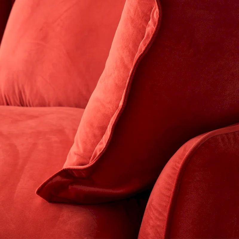 U-shaped Velvet Cloud Sectional Sofa, Down Feather Wide Deep Seat Convertible Couch with 2 Storage Ottomans.