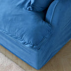 U-shaped Velvet Cloud Sectional Sofa, Down Feather Wide Deep Seat Convertible Couch with 2 Storage Ottomans.