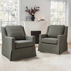 Stan Farmhouse Slipcover Rocking Swivel Chair Set of 2 by HULALA HOME