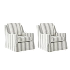 Stan Farmhouse Slipcover Rocking Swivel Chair Set of 2 by HULALA HOME