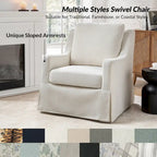Stan Farmhouse Slipcover Rocking Swivel Chair Set of 2 by HULALA HOME