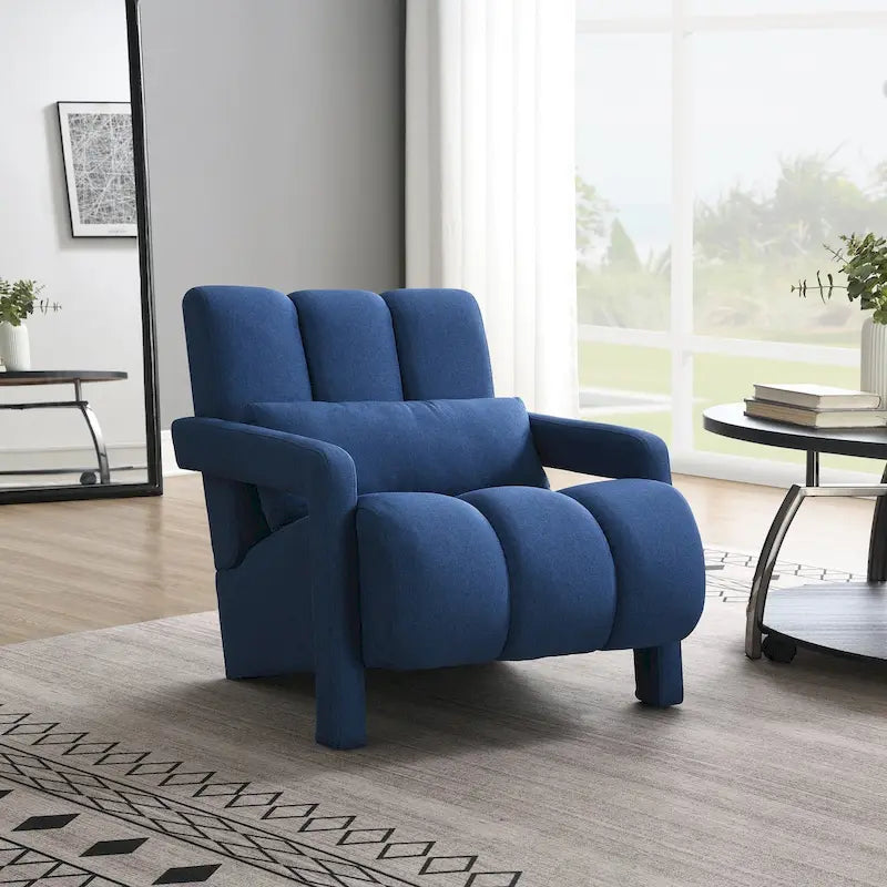 Modern Linen Upholstered Accent Chair with 1 Pillow, Set of 1