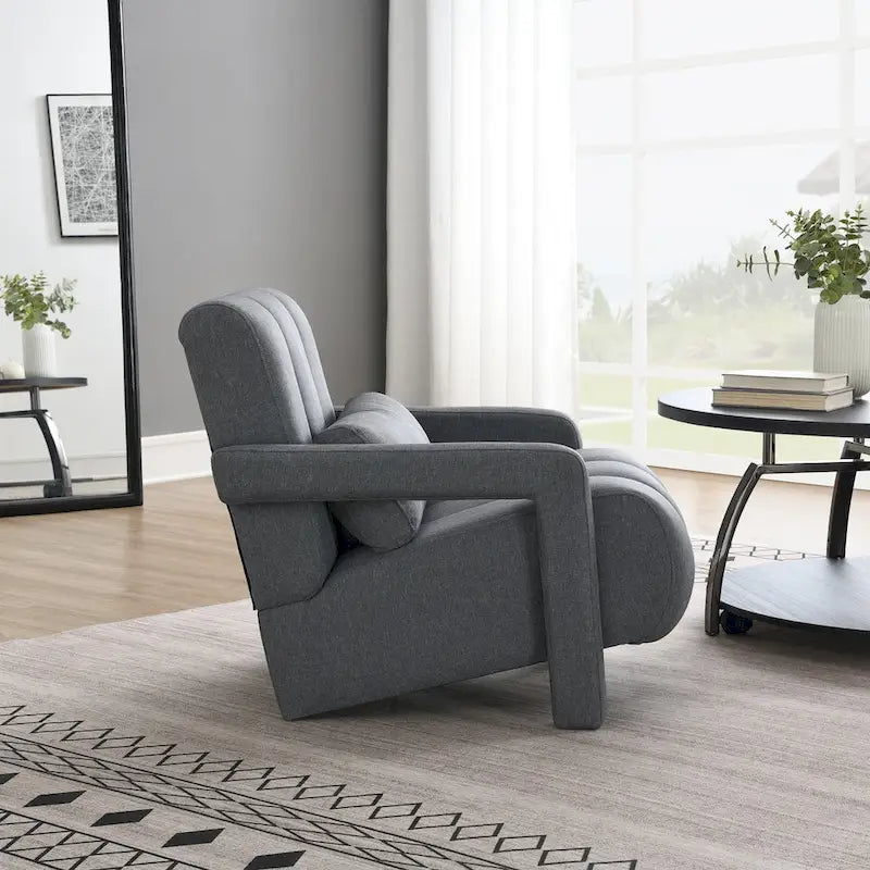 Modern Linen Upholstered Accent Chair with 1 Pillow, Set of 1