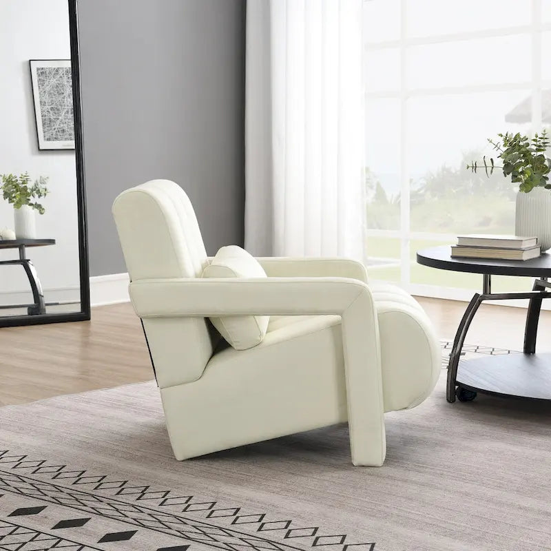 Modern Linen Upholstered Accent Chair with 1 Pillow, Set of 1