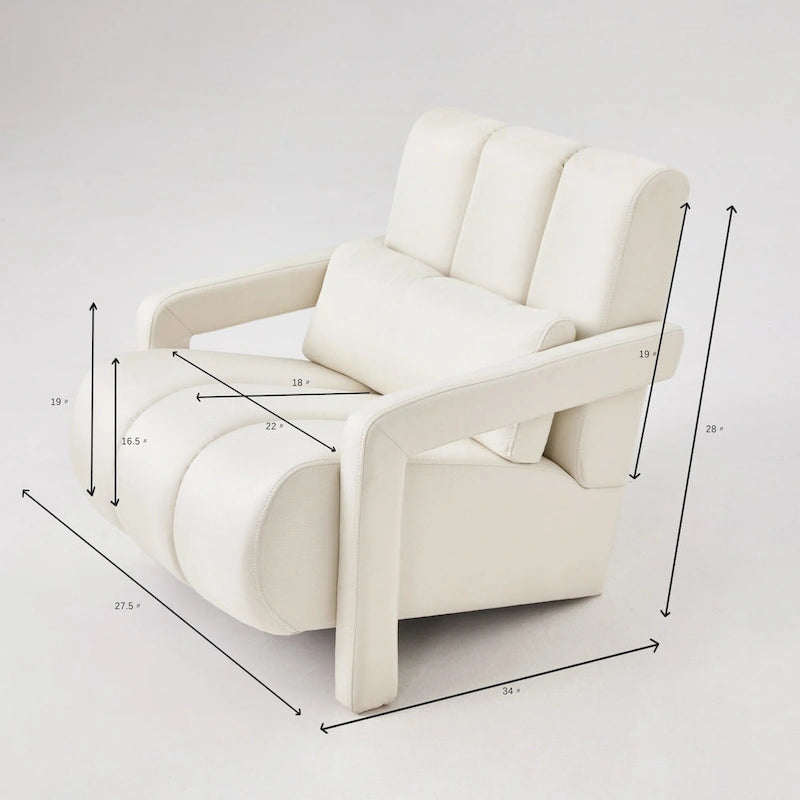 Modern Linen Upholstered Accent Chair with 1 Pillow, Set of 1