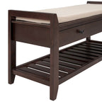 Shoe Rack with Cushioned Seat and Drawers, Multipurpose Entryway Storage Bench