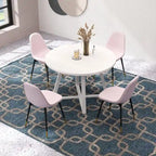 Roundhill Furniture Evatt 5-Piece Round Dining Set, Trestle Round Table with 4 Stylish Chairs