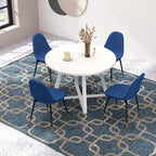 Roundhill Furniture Evatt 5-Piece Round Dining Set, Trestle Round Table with 4 Stylish Chairs