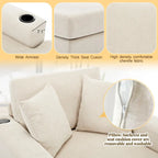 43.5  Chenille Fabric Chaise Lounger Sofa Couch with Pillows, Charge Station & Cup Holders