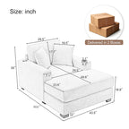 43.5  Chenille Fabric Chaise Lounger Sofa Couch with Pillows, Charge Station & Cup Holders