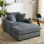 43.5  Chenille Fabric Chaise Lounger Sofa Couch with Pillows, Charge Station & Cup Holders