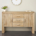 Wood Storage Cabinet 2 Door and 3 Drawer Sideboard with Natural Wood Grains - Brown - Roche River Decor