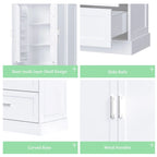 Tall Bathroom Storage Cabinet, Cabinet with Two Doors and Drawers, Adjustable Shelf, MDF Board