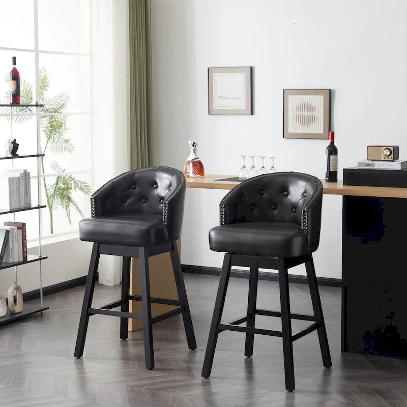 Moore Modern Rubberwood Swivel 33.25-Inch Barstool (set of 2) by Christopher Knight Home